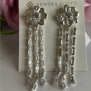 NWT Kendra Scott Cameron Convertible Statement Earrings in White Crystals